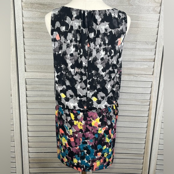 BCBG MAXAZRIA Janis Drop Waist Sleeveless Dress with Tie Black/Multi-Small - Picture 5 of 5